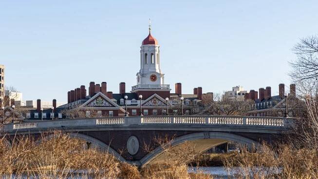 Dunster House across the Charles River on the Harvard University campus in Cambridge Massachusetts