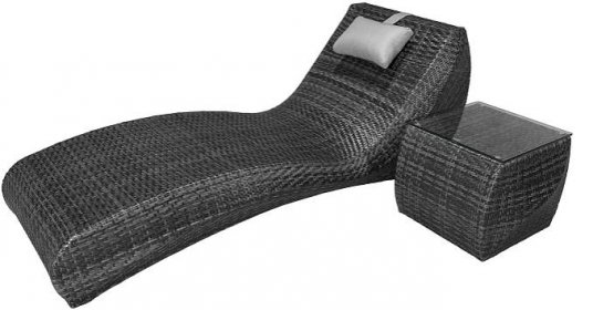 JULIA - luxusní ratanové lehátko se stolkem - tmavě šedé