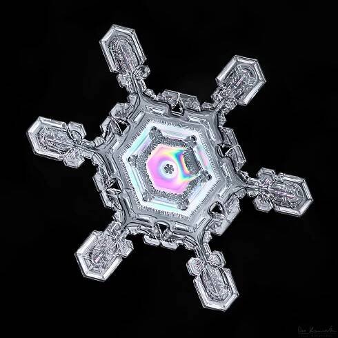 Wind swept Rainbow in snow crystal  by Don Komarechka 