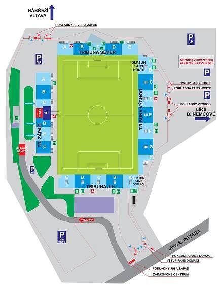 SK Dynamo České Budějovice | Vstupenky | Schéma stadionu