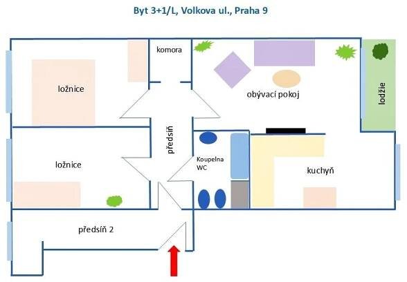 Prodej bytu 3+1/L, 77,4 m2, Volkova, Praha 9
