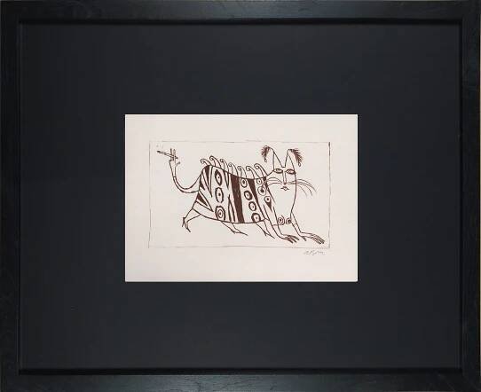 Born Adolf – Paní Kočka, signovaná původní litografie, nedatováno