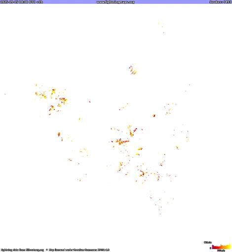Lightning map North America 2025-09-05 (Animation)