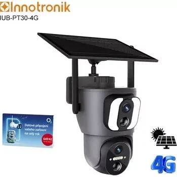 Solární otočná 4G IP kamera Innotronik IUB-PT30-4G (zcela bezdrátová, 2 x 2.0Mpix, 4G LTE, solární panel + Li-Ion baterie)