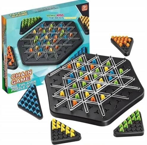 Trojúhelníková strategická hra Chain Triangle Chess 25 x 22 x 5 cm Logická stolní hra pro více hráčů Rodinná zábava Rozvoj taktiky a myšlení 1