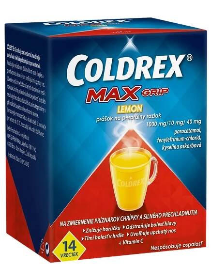 COLDREX MaxGrip Citron 1×14 ks, liek proti chrípke a prechladnutiu