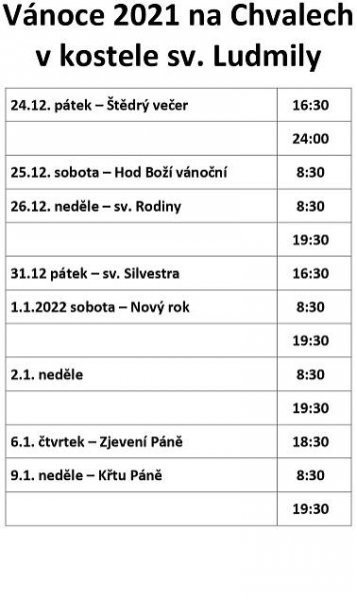 Vánoční bohoslužby – Farnost Chvaly