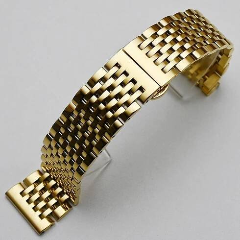 Řemínek k hodinkám z nerezové oceli se zakřiveným koncem 18 mm 19 mm 20 mm 21 mm 22 mm Náhradní řemínek s motýlkovou sponou řemínek k hodinkám Náramek Stříbrné zlato