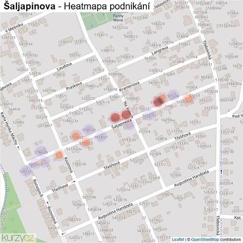 Mapa Šaljapinova - Firmy v ulici.
