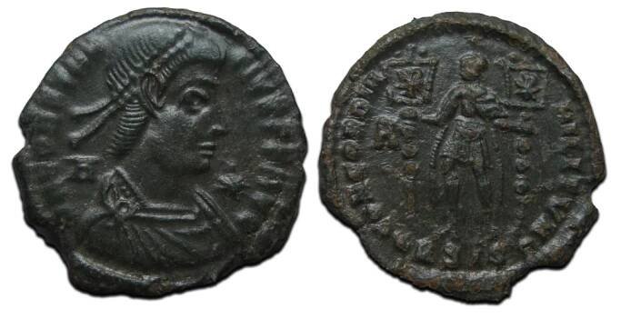 Constantius II - concordia militvm scarce struck by Vetranio  (F2360)