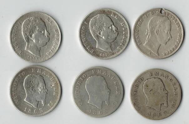 Stará stříbrná Itálie Umberto a Viktor Emanuel - Numismatika