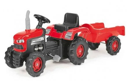 Dolu Dětský traktor šlapací s vlečkou, červená