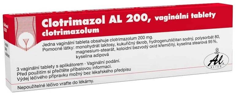 Clotrimazol AL 200 mg 3 vaginální tablety + aplikátor