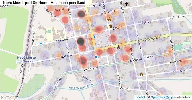 Nové Město pod Smrkem - mapa podnikání