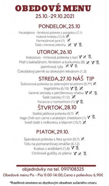 Obedové menu - LightHouse Club
