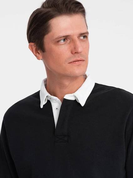 Ombre Clothing - Černá pánská mikina s límečkem Ombre Clothing | ZOOT.cz
