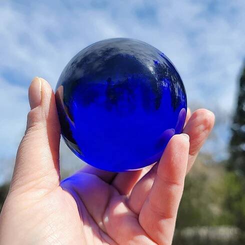 Slide 3 for 80mm Cobalt Blue Crystal Ball, Dark Blue Glass Ball, 3.15 Inch