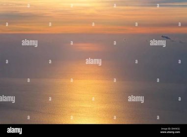 Dawning Sky and Sea on Sunrise morning beautiful Infinity scenery Background with natural soft colors Aerial view from mountain Stock Photo