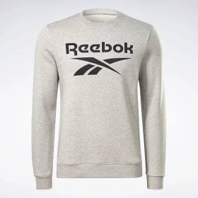 Reebok Identity Fleece Stacked Logo Sweatshirt in Medium Grey Heather