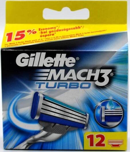 Gillette Mach3 Turbo náhradní hlavice 12 ks