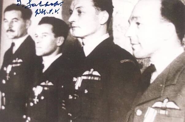 Imrich Gablech, RAF, foto, podpis - Vojenské sběratelské předměty