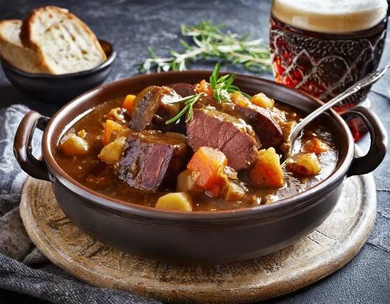 Irish stew with dark beer