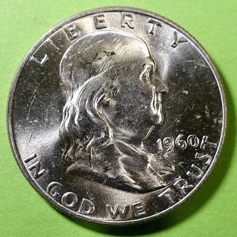 Půldolar (half dollar, 1/2 $) 1960D Franklin (KM# 199) UNC!
