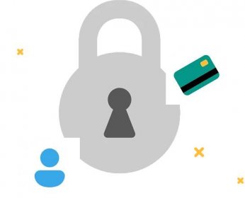 illustration of lock with credit card icon