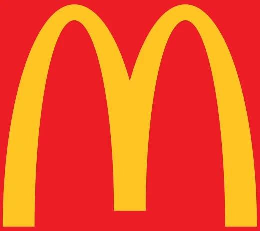McDonalds logo, golden arches, yellow on red