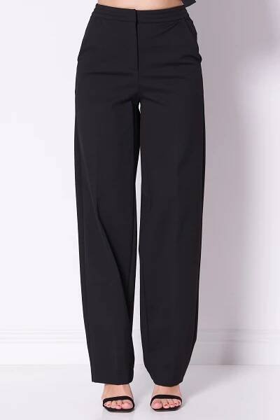 Černé široké látkové kalhoty high waist PATRIZIA PEPE 8P0674 A025 40