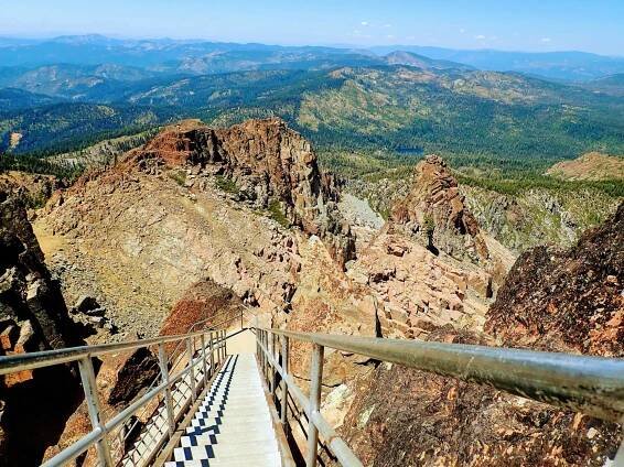 View down the stairs at Sierra Buttes Lookout Tower