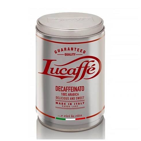 Káva LUCAFFE DECAF. 250g 100%Arabica plech mletá nízkokofeinová