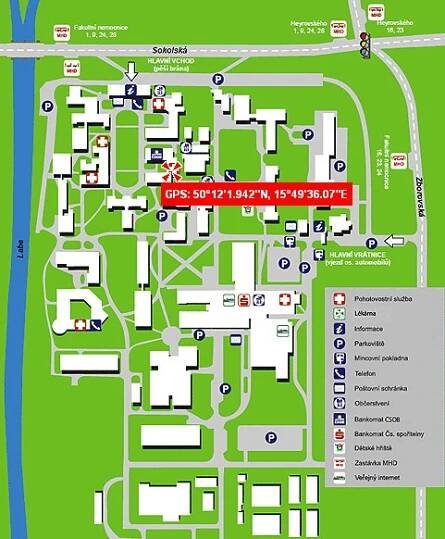 Zubní pohotovost – mapa Fakultní nemocnice Hradec Králové