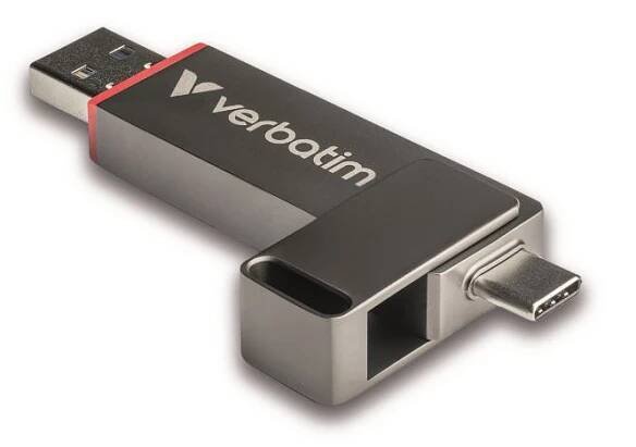 USB flash disk "Dual QuickStick", šedá, 1 TB, USB-A / C 3.2 Gen1, VERBATIM 32043