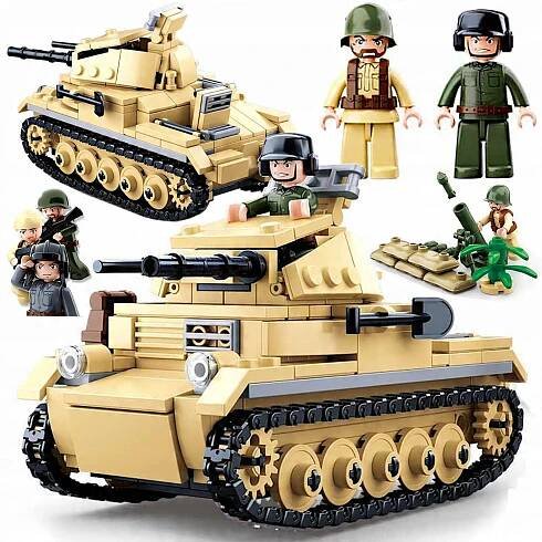 Stavebnice Tank PzKpfw II Armáda Německo Armáda 2 FIGURKY + BUNKR+ MOŹDZIERZ