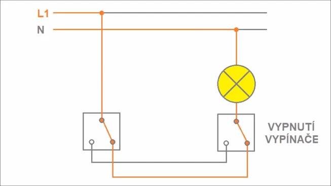 Zapojení schodišťového vypínače č.6 schéma