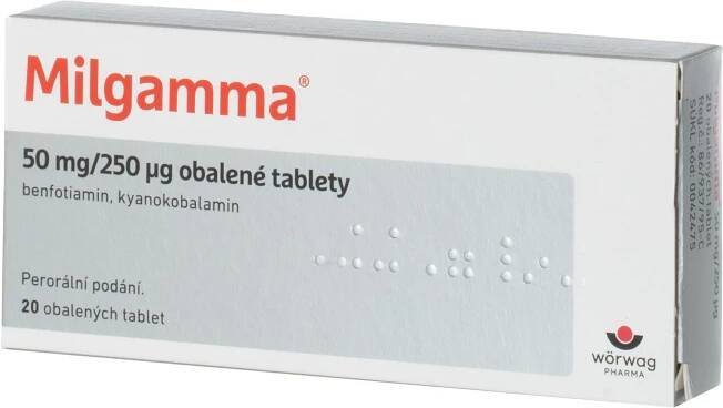 Milgamma 50 mg/250 μg 20 obalených tablet