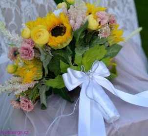 Svatební kytice Slunečnice a korsáž