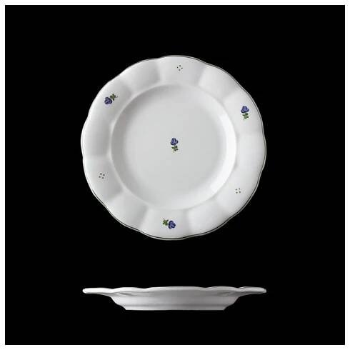 Talíř dezertní, český porcelán, kytičky, 19 cm, G. Benedikt