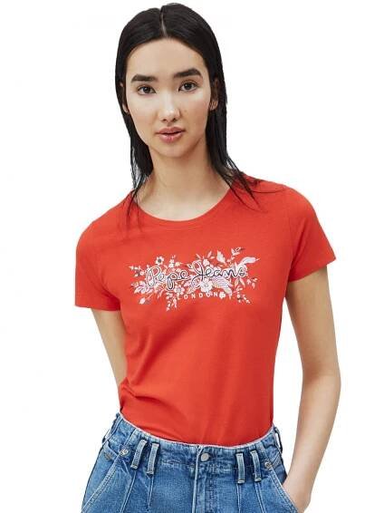 Pepe Jeans dámské červené tričko BEGOÑA