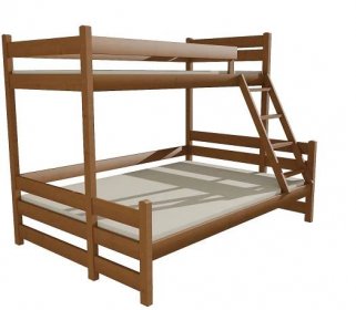 Patrová postel s rozšířeným spodním lůžkem PPS 004 90/120 x 200 cm - dub