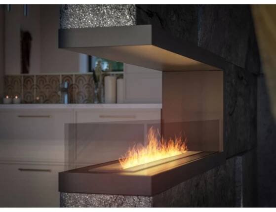 InFire - Rohový BIO krb 120x50 cm 3kW oboustranný