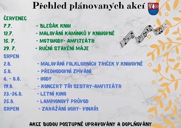PŘEHLED PLÁNOVANÝCH KULTURNÍCH AKCÍ NA ROK 2023 | Obec Tvrdonice