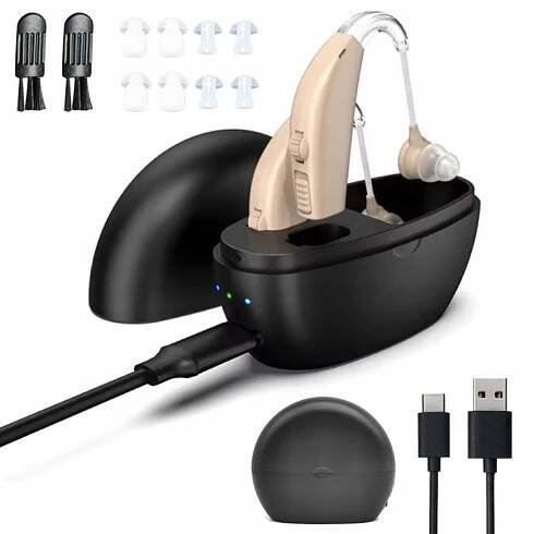SLUCHADLO DO UŠÍ MALÉ S USB NABÍJEČKOU V POUZDRO SADA