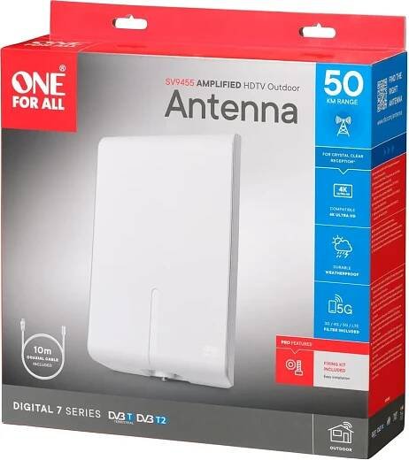 Obrázek produktu pro One For All SV 9455, Venkovní, Bílá, 10 m, DVB-T, DVB-T2, 50000 m, 1 kusů
