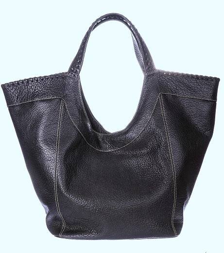 SARA Black Leather Large Hobo Bag