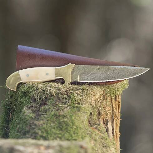 Lovecký nůž elTORO Double Brass Bone - Damast 13cm - - skladem na prodejně, odesíláme ihned