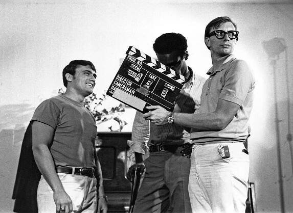 Russ Streiner, Duane Jones and Keith Wayne . Ready to film a scene in Night of the Living Dead. Photo © Image Ten, Inc. All Rights Reserved
