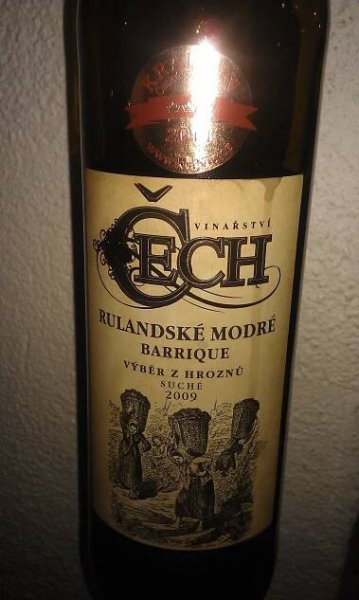 Víno Rulandské modré (Barrique) 2009, výběr z hroznů, Vinařství Čech