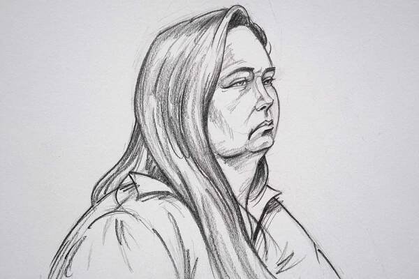 A handout sketch received from the Supreme Court of Victoria on April 29, 2025 shows Erin Patterson, an Australian woman accused of murdering three people with a toxic mushroom-laced beef Wellington, as she faces trial in a case that has grabbed global attention.